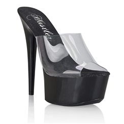 Прозрачные сабо на черной платформе CLEAR BLACK