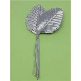 Листочки декоративные 3,8см х 6см. Цвет: silver (серебро). Упак 12 листочков.