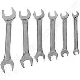 Ключи с открытым зевом, 6 - 17 мм, 6 шт, TOP TOOLS, 35D255