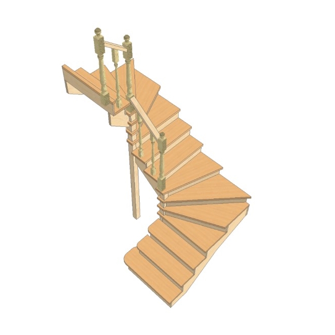 №3.1.6.3. Лестница с разворотом на 180 градусов, с забежными ступенями
