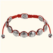 Православный браслет «10 заповедей» из серебра на красной нити