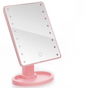 Косметическое зеркало с подсветкой large led Розовое
