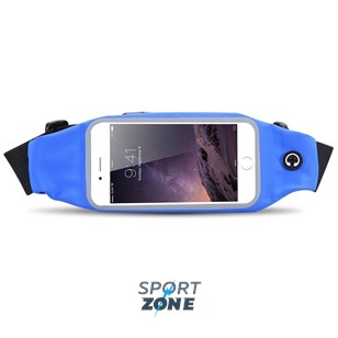 Сумка-чехол спортивная на талию водонепроницаемая, универсальный чехол для смартфонов. Синяя.