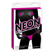 Трусики с вырезом с вибропулей и пэстисы Neon Pink 143111PD