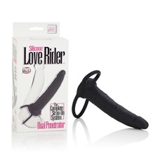 Силиконовая насадка для двойного проникновения Love Rider Black 1515-20BXSE