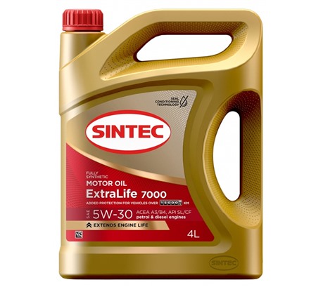 Моторное масло Sintec Extralife 7000 5W-30 SL/CF  A3/B4 (4л.)