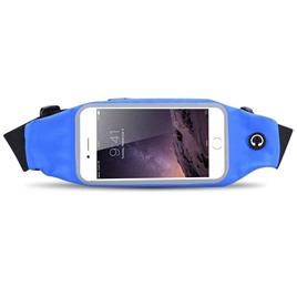 Сумка-чехол спортивная на талию водонепроницаемая, универсальный чехол для смартфонов. Синяя.